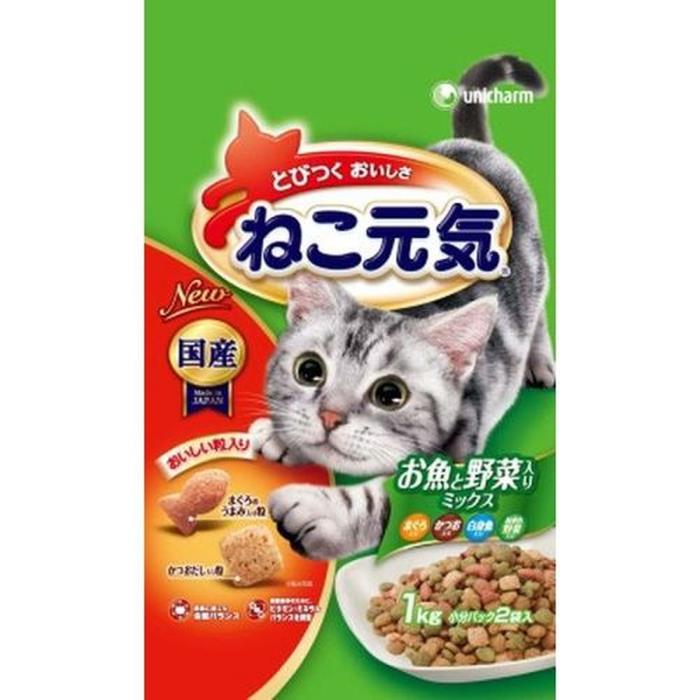 Rakuten - ねこ元気お魚と野菜入りミックスまぐろ・かつお・白身魚・緑黄色野菜入り　1.0kg