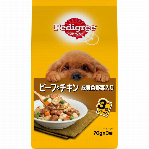 Rakuten - P117 ペディグリー 成犬用 ビーフ&チキン&緑黄色野菜 70g×3袋