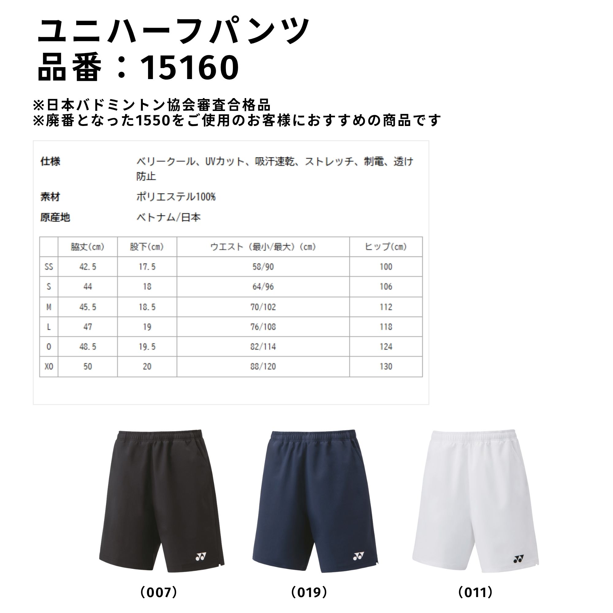 【最短出荷】ヨネックス YONEX ウエア ウェア ユニハーフパンツ 15160 バドミント...