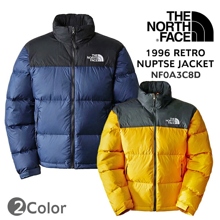ザ ノースフェイス THE NORTH FACE アウター ダウンジャケット 1996 RETRO NUPTSE JACKET レトロ ヌプシ ジャケット メンズ ロゴ NF0A3C8D 92A ZU3 ネイビー イエロー ジップアップ 定番 楽天 通販 送料無料のサムネイル