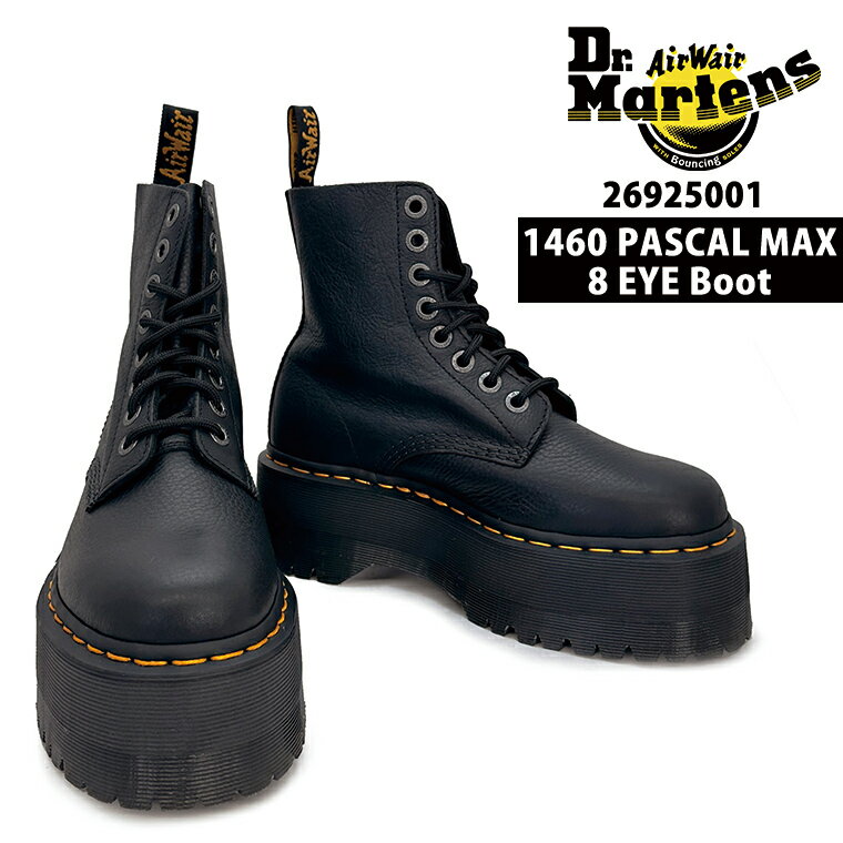 楽天EVER RICH【5％OFFクーポン】 Dr.martens ドクターマーチン 8ホール ブーツ レディース レースアップ 1460 PASCAL MAX 8EYE BOOT パスカル マックス 26925001 BLACK ブラック 本革 PISA 厚底 人気 おしゃれ 楽天 通販 あす楽 送料無料