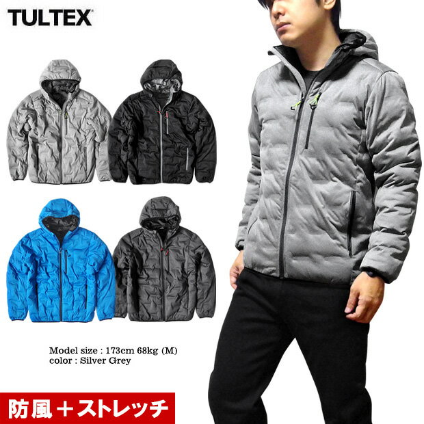 メンズ アウトドア ジャケット 防風 防寒 ジップパーカー 中綿 アウター TULTEX ストレッチ ジャンパー フード ブルゾン 厚手 暖かい 3L 大きいサイズ キャンプ 釣り ガーデニング 誕生日プレゼント