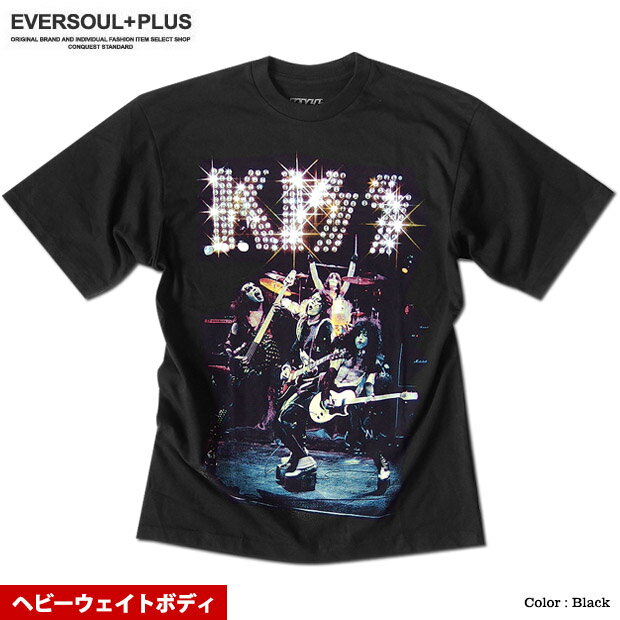 【クロネコゆうパケット便で送料無料 】【 KISS APPAREL 正規品 】 キッス Tシャツ メンズ プリント 厚手 ヘビーウェイト バンドT 半袖 メンバー イラスト グッズ ゆったり オーバーサイズ ビッグシルエット ダンス 衣装