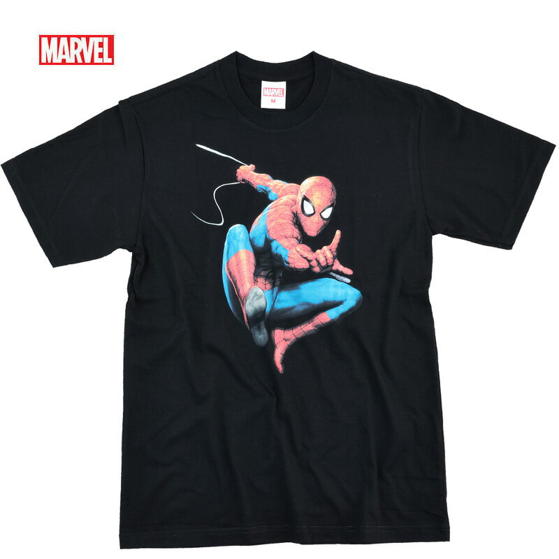 楽天EVERSOUL PLUS 公式 メンズ通販正規品【クロネコゆうパケット便で送料無料】 マーベル Tシャツ MARVEL メンズ スパイダーマン tシャツ レディース キャラクター プリント 半袖 アメコミアベンジャーズ Avengers ヒーロー グッズ 黒 ブラック ペアルック ダンス ストリート ユニセックス プレゼント ギフト