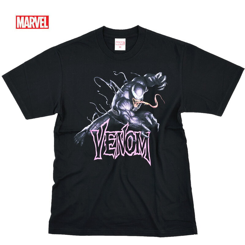 【ネコポス便で送料無料】MARVEL tシャツ ベノム Tシャツ マーベル メンズ 半袖 ヴェノム アメコミ アベンジャーズ スパイダーマン ハルク キャラクター グッズ ストリート ダンス プリント ブラック ペアルック 誕生日プレゼント