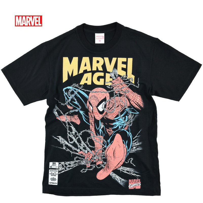 【クロネコゆうパケット便で送料無料】 マーベル Tシャツ スパイダーマン MARVEL tシャツ メンズ 半袖 ヴェノム アメコミ アベンジャーズ スパイダーマン ベノム ハルク キャラクター グッズ ストリート ダンス プリント ブラック ペアルック 誕生日プレゼント ギフト