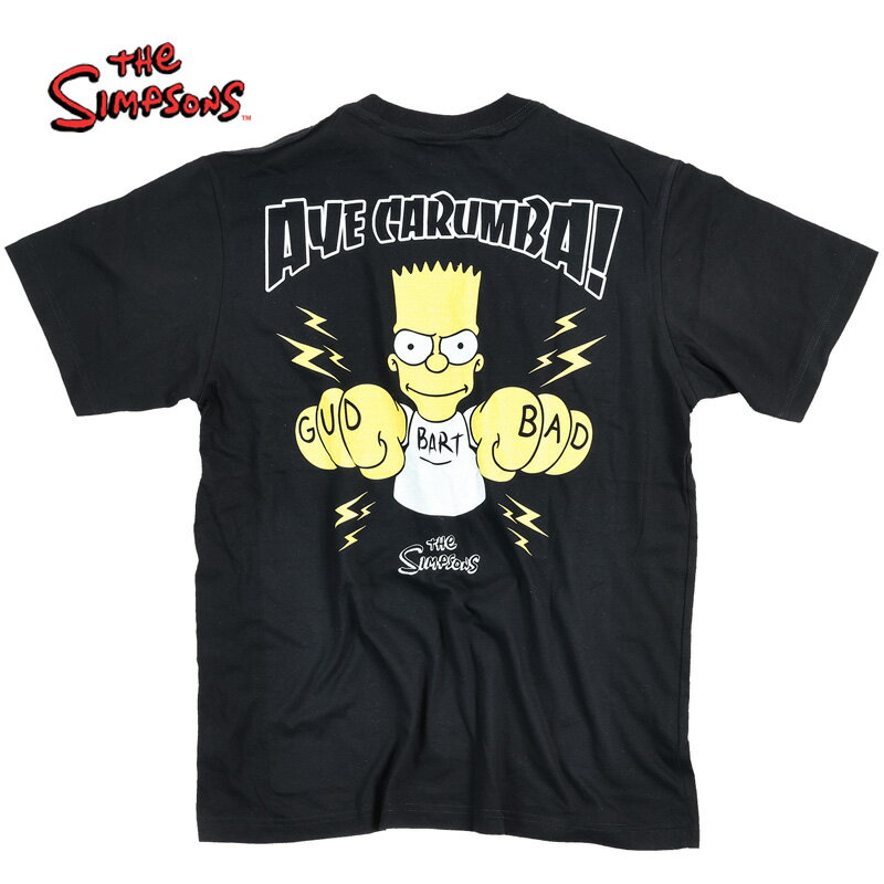 シンプソンズ Tシャツ メンズ バート ブラック 黒 半袖 レディース THE SIMPSONS バックプリント キャラクター グッズ BART ザシンプソンズ アメコミ ペアルック スケーター ダンス 誕生日プレゼント ギフト