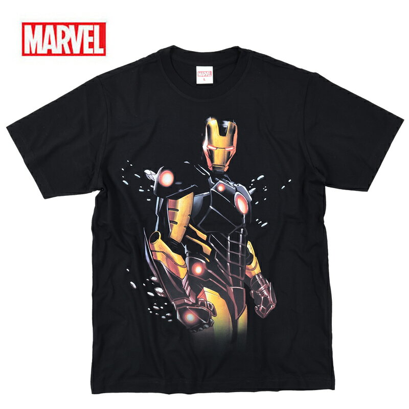 【クロネコゆうパケット便で送料無料】 アイアンマン マーベル Tシャツ tシャツメンズ MARVEL レディース 半袖 IRONMAN アメコミ アベンジャーズ キャプテンアメリカ スパイダーマン キャラクター グッズ ダンス プリント ブラック ペアルック 誕生日プレゼント ユニセックス