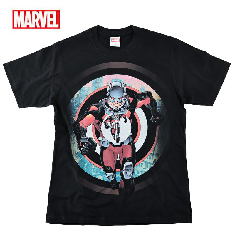 正規品【クロネコゆうパケット便で送料無料】MARVEL マーベル Tシャツ アントマン tシャツ メンズ ANTMAN 半袖 映画T アメコミ アベンジャーズ ドクターストレンジ キャプテンアメリカ キャラクター グッズ ダンス プリント ブラック ペアルック 誕生日プレゼント