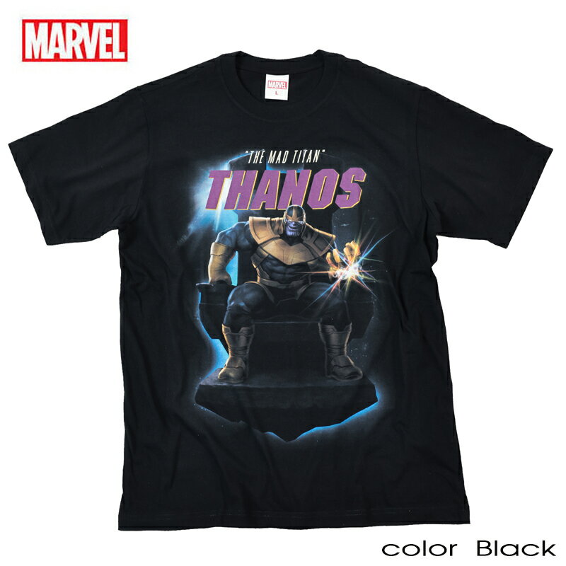 【クロネコゆうパケット便で送料無料】THANOS サノス マーベル Tシャツ MARVEL 半袖 プリント キャラクター AVENGERS メンズ アベンジャーズ レディース アメコミ tシャツ アイアンマン ラスボス グッズ 黒 ブラック ダンス 誕生日プレゼント ギフト ペアルック