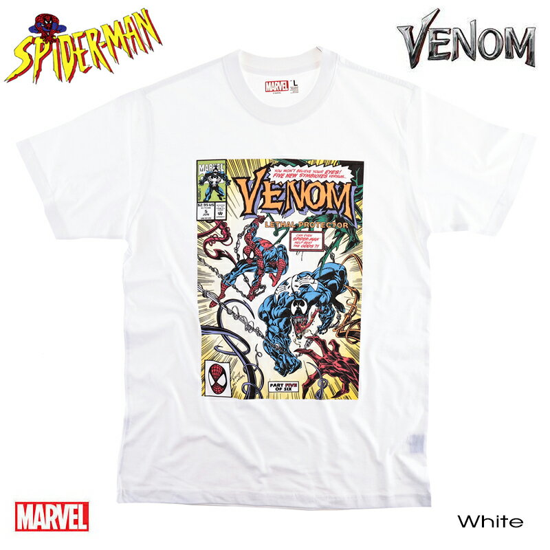 正規品【クロネコゆうパケット便で送料無料】MARVEL マーベル Tシャツ メンズ スパイダーマン VENOM 半袖 レディース キャラクター ロゴ ヴェノム ベノム SPIDY アメコミ tシャツ グッズ 白 ホワイト ダンス ユニセックス 誕生日プレゼント ギフト