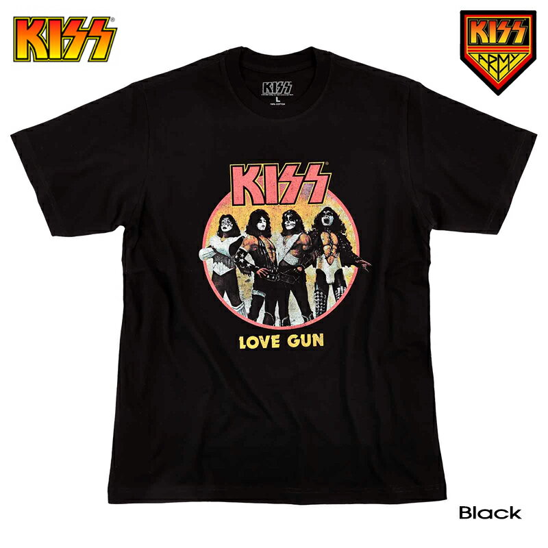 楽天EVERSOUL PLUS 公式 メンズ通販【クロネコゆうパケット便で送料無料】KISS APPAREL kiss Tシャツ メンズ キッス 半袖 レディース バンド ロック LOVE GUN ロゴ 夏フェス バンドTシャツ ジーンシモンズ ポールスタンレー キャラクター グッズ ROCK ダンス ブラック ペアルック 誕生日プレゼント ギフト