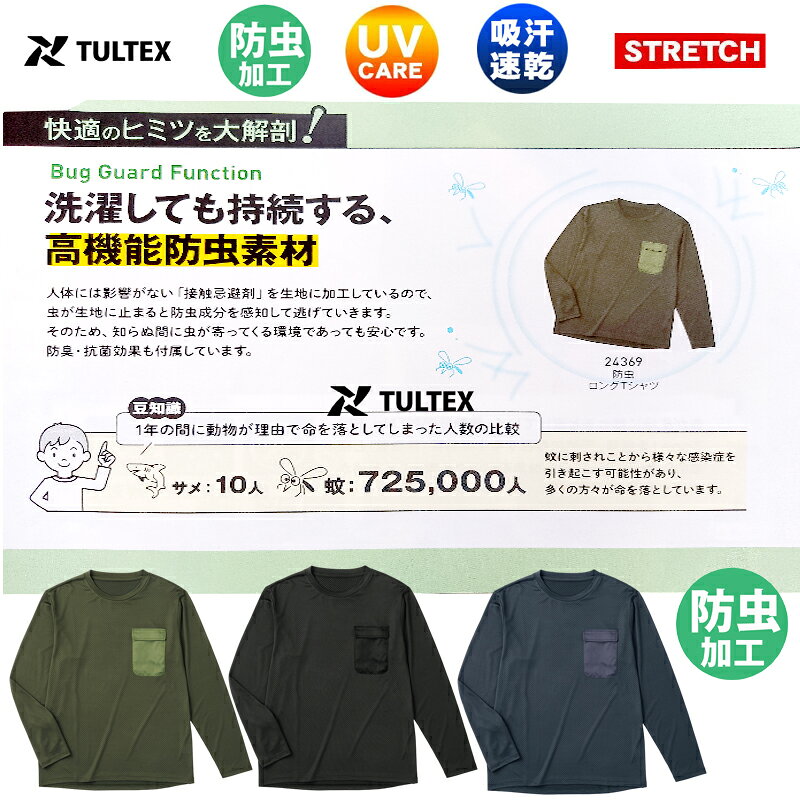 アウトドア ロンT 防虫 服 メンズ 長袖 夏フェス キャンプ 吸汗速乾 UVカット ストレッチ ドライ メッシュ Tシャツ 虫よけ 害虫対策 ユニセックス ガーデニング ウォーキング TULTEX 防臭 抗菌 ポケット付き 大きいサイズ 3L 部屋着 【メール便送料無料】 eversoul-10003994 EVERSOUL PLUS 公式 メンズ通販 サンプル画像2