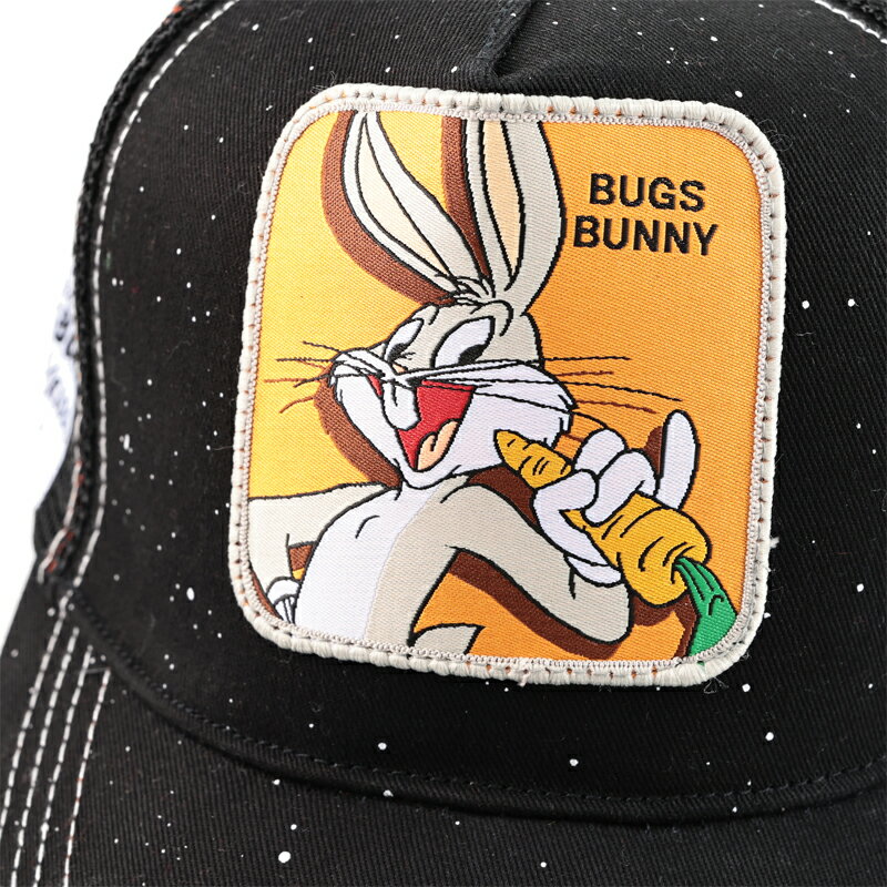 バッグスバニー メッシュキャップ メンズ CAP レディース 帽子 ルーニーテューンズ BUGSBUNNY アメコミ LOONY TUNES キャラクター グッズ ベースボール キャップ CAPSLAB ワッペン 刺繍 ウサギ ブラック 可愛い おしゃれ ロゴ ダンス ストリート 誕生日プレゼント ギフト