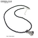 EVERSOUL ブラックスピネル ネックレス メンズ アクセサリー シルバー ヘッド チャーム シルバー925 トップ ギフト プレゼント 鐘 ベル アクセ