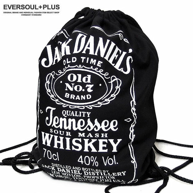 ナップサック リュックサック バッグ かばん プリント ブラック カモフラ 迷彩 ナップザック / シンプルで使い勝手の良いボトルラベルプリントナップサック！