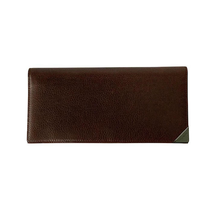 【中古】BURBERRY バーバリー 二つ折り 長財布 ロングウォレット 本革 カーフ プレート ロゴ ブラウン