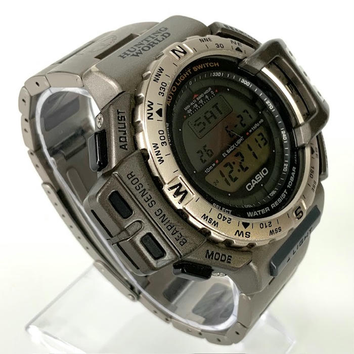 Every.every 楽天市場店の【中古】HUNTING WORLD × CASIO PRO TREK ハンティングワールド カシオ プロトレック PRT-420 チタン メンズウォッチ 腕時計 Wネーム コラボ｜アングル2