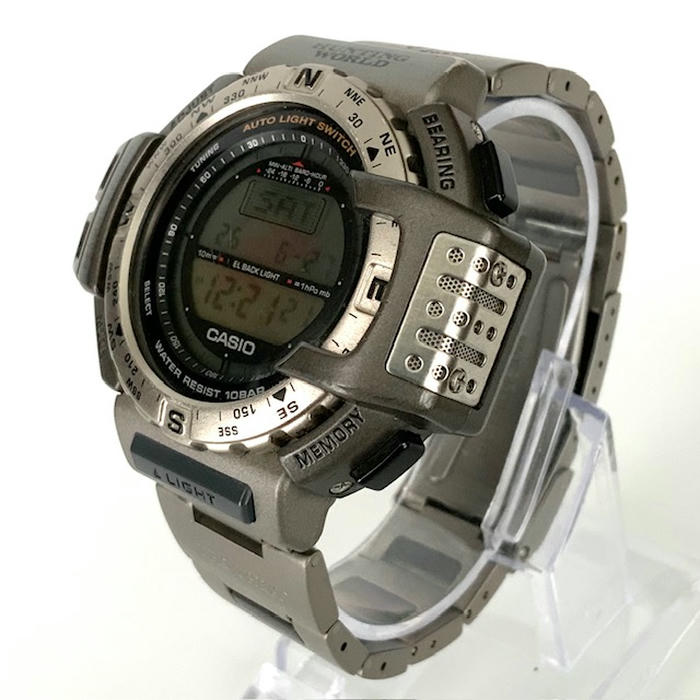 Every.every 楽天市場店の【中古】HUNTING WORLD × CASIO PRO TREK ハンティングワールド カシオ プロトレック PRT-420 チタン メンズウォッチ 腕時計 Wネーム コラボ｜アングル3