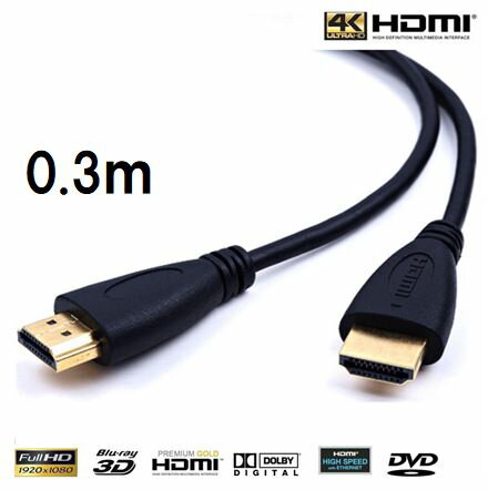 【送料無料】 HDMIケーブル ハイスピード 短め 0.3m 接続ケーブル Ver.2.0b規格 HDMI ケーブル タイプA 4K iK 3D テレビ フルハイビジョン 対応 スリム 細線 イーサネット Switch スイッチ PS5 PS4 PS3 2.0規格 テレビ ゲーム機 DVD ブルーレイ HDプレーヤー 接続 高品質