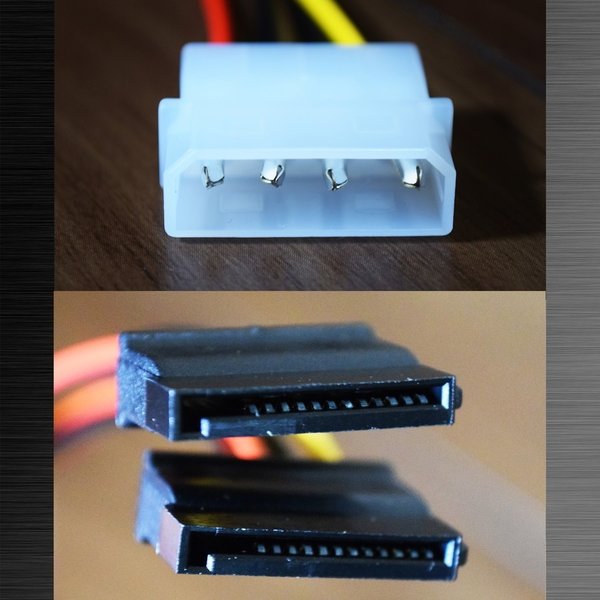 新品 ペリフェラル IDE (オス) ⇔ SATA 電源 (メス)x2 分岐ケーブル 変換 ケーブル コネクタ 8本セット