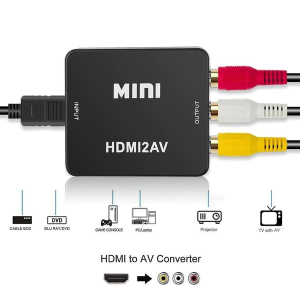 【ブラック】【万能コンバータ】 HDMI【PC/DVD】から AV【TV/モニター】へ出力する為の変換コンバータ ..