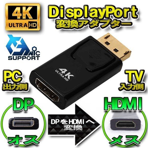 【4K】 【1個 】DP to HDMI 変換 アダプ