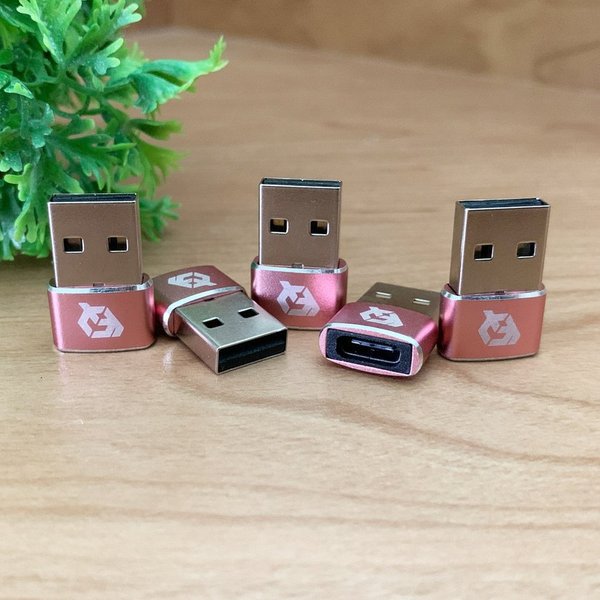 USB Type C ケーブル → USB端子 （Type-A） に変換する アダプター x5 【ピンク】★意外と助かる あると 便利グッズ です ★
