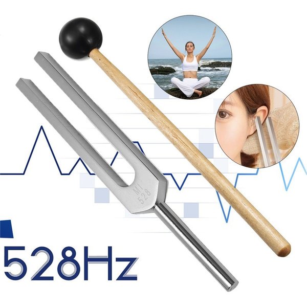 音叉 おんさ チューナー 528Hz チューナー マレット セット ヒーリング 癒し 瞑想 リラックス 528 カラー シルバー 全国送料無料 音叉