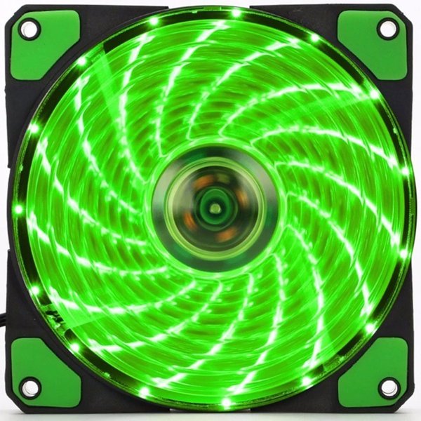 【グリーン】カラー選択可能！ 33個のLED内蔵 ケースファン 静音 LED しっかり 冷却 PC 12V FAN 12cm タイプ
