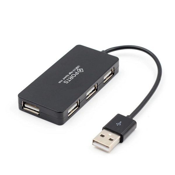 高品質 USBハブ 高速 USB 2.0x4 ポート ハブ バスパワー対応 電源不要 色んな製品を接続可能 【ブラック】