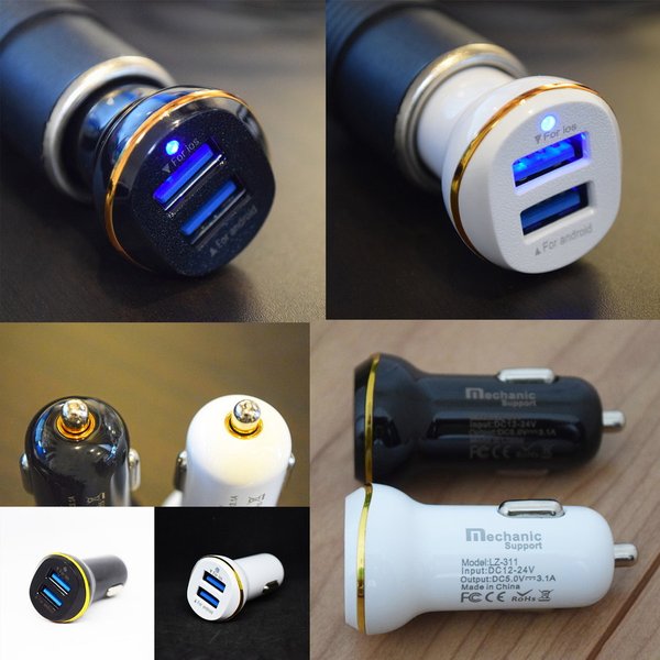 �ᥫ�˥å����ݡ��� ��® 2�ݡ��� 3.1a USB ���Ŵ異���ץ��� ������ 12/24v�б� �֥�å� 12V�� 24V�� �б�