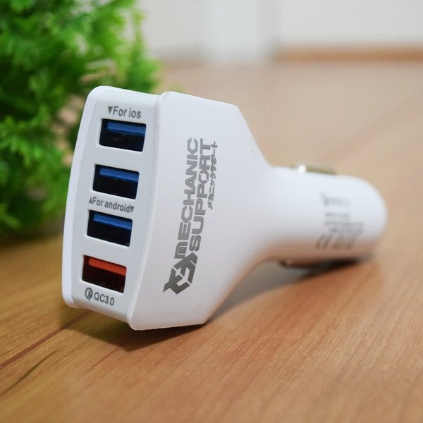 【メカニック サポート製】ホワイト or ブラックより 選択可能 32V車 対応 Quick Charge 3.0 USB シガーソケット 通電が 確認出来るLEDライト 搭載