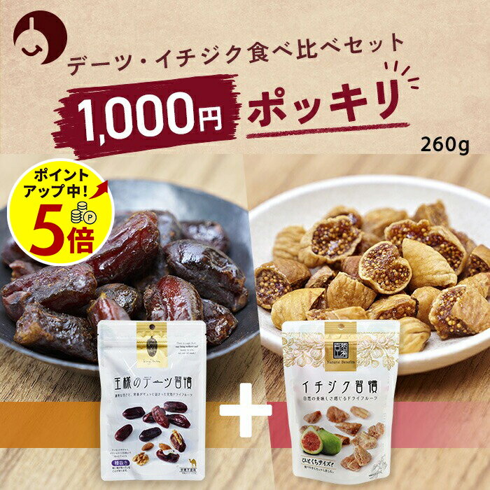 【ポイント5倍！7/11 13:59まで】【1000円ポッキリ】デーツ ドライイチジク 食べ比べ セット 260g （デーツ150g＋ドライイチジク110g）《 王様のデーツ習慣 イチジク習慣 国内加工 砂糖不使用 無添加 無着色 おつまみ スーパーフード 鉄分 食物繊維》のサムネイル