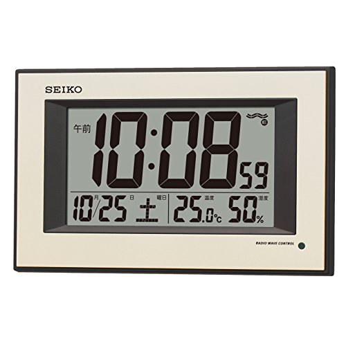 セイコークロック(Seiko Clock) セイコー クロック掛け時計 自動点灯 電波 デジタル カレンダー 温度 湿度 表示 夜でも見える 薄