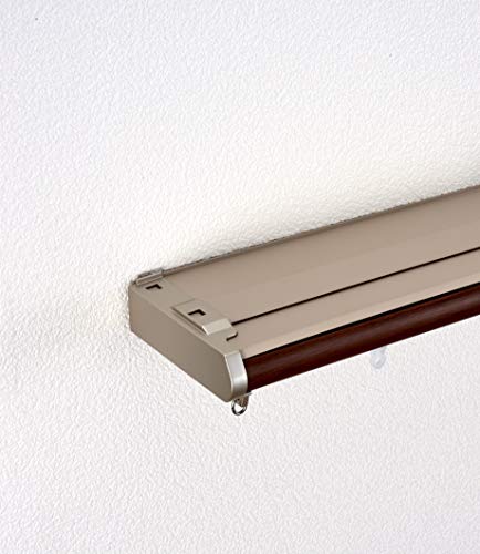 トーソー 遮光 省エネ カーテンレール ダブル 1.1m ~ 2m 伸縮式 木目調 ブラウン 静音ランナー 取り付け簡単 カバートップ付き 30