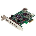 StarTech.com High Speed USB 2.0 4ポート増設PCI Expresカード ロープロファイル対応 外部ポート x3