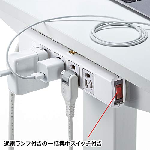サンワサプライ 雷ガードタップ 3P・4個口 3m TAP-SP34MG-3