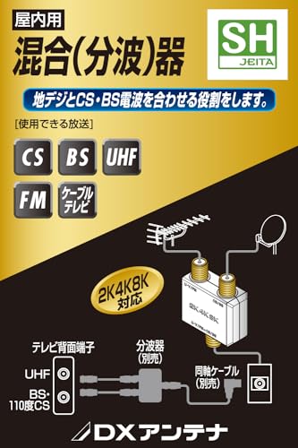 エブリデイ・ダイレクトのDXアンテナ 分波器 アンテナ分波器・混合器 【2K 4K 8K(3224MHz)対応】 地デジ・BS/CS放送対応 高シールド・金メッキ加工｜アングル2