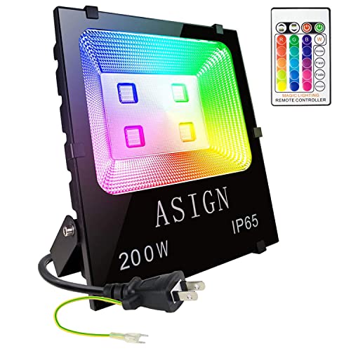LED投光器 RGB フラッドライト 16色 4モード ガーデンライト リモコン付き 防水仕様IP65 (ホリデー照明ライト、風景ランプ、ステー