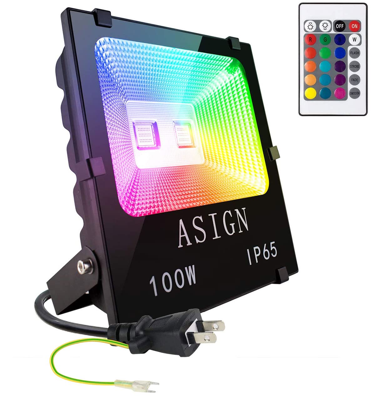 LED投光器 RGB フラッドライト 16色 4モード ガーデンライト リモコン付き 防水仕様IP65 (ホリデー照明ライト、風景ランプ、ステー