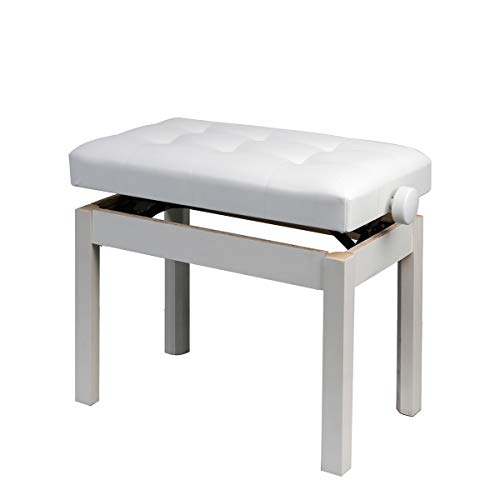RAKU ピアノ椅子 高低高さ調整可能 収納なし 幅57cm 奥行35cm 無段階ネジ式昇降 電子ピアノ用 イス キーボードベンチ 白/黒2色可
