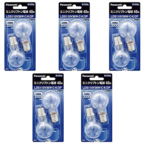 パナソニック ミニクリプトン電球 110V 40W形(36W) E17口金 35mm径 クリア 2個入り LDS110V36WCK2P (5個セ