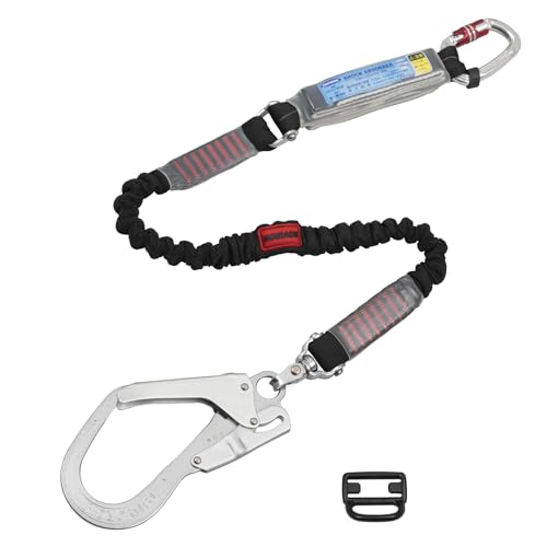Rakuten - [藤井電工] 新規格 フルハーネス用ランヤード ノビロン 伸縮ロープ式 ブラック 黒 シングルランヤード THL-NV93SV-21KS-BK-
