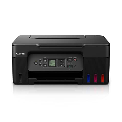 喷墨打印机 - Canon プリンター 特大容量ギガタンク搭載 A4カラーインクジェット複合機 G3370 ブラック テレワーク向け 2022年モデル 普通