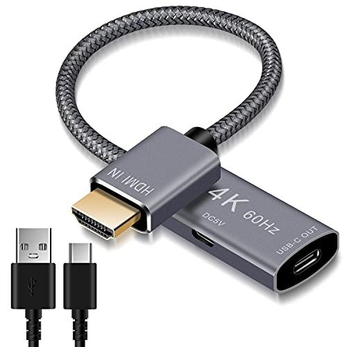 Elebase HDMIオス-USB-Cメスケーブルアダプター マイクロUSB電源ケーブル付き HDMI入力からUSB Type C 3.1出力