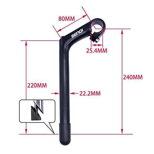SENQI 自転車 ステム クイルステム クランプ径25.4 コラム径22.2mm BSB040 80×220×...