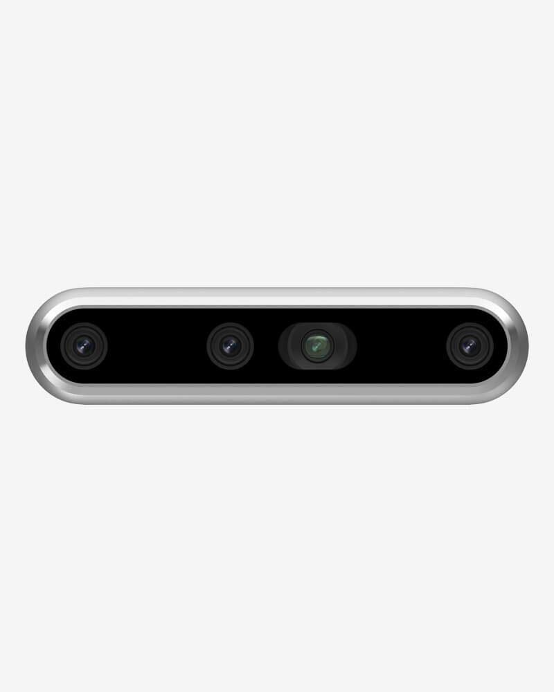 説明 Intel RealSense Depth Camera D400シリーズ 深度計測が可能なステレオビジョンの深度カメラです。 深度センサ（二つ）、RGBセンサ、IR投射器を搭載し、USB給電で動作 （製品仕様） グローバルシャッター / IMU搭載 最大深度距離：20m / 最小距離：0.4m Depth Field of View (FOV): 86°x 57° (±3°) / Output Resolution:Up to 1280 x 720 / Frame Rate: Up to 90 fps RGB Sensor FOV (H × V): 86 x 57° (±3) / Sensor Resolution: Up to 1280 x 800 / Frame Rate: Up to 90 fps