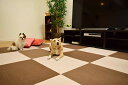 6畳用大判タイプ おくだけ撥水吸着 タイルマット 60cm×45cm 36枚セット ベージュ 撥水加工 洗濯可