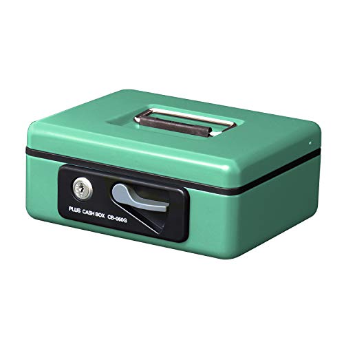 (S) 硬貨・小物・グリーン 1.0kg CB-060G / 12-867・・Color:グリーンStyle:(S) 硬貨・小物・シリンダー錠式、ワンタッチオープンレバー付手提げ金庫・硬貨・小物用 / 重さ:1.0kg / 品番:CB-060G / カラー:グリーン・外形寸法:幅197×奥行164×高さ80mm / 鍵:2本付・内形寸法:幅175×奥行128×高さ60mm(トレー内蔵時40mm) / トレーの高さ:20mm・材質:本体=鋼板、トレー=ABS樹脂説明 小型手提金庫 CB-060G 【シリンダー錠:鍵のみで開閉するシンプルタイプ】 ・開閉はワンタッチ?フタの開閉はレバー操作でワンタッチでできます ・フロント面とフタは凹凸の少ないフラットデザインで、持ち運びの必要がない時は、取っ手がフタ面に収納できます ・しっかりとした作りの良さ。確かな加工技術により、優れた堅牢性と耐久性を備えています ・表面は多重塗装を施して、美しい光沢に仕上げています ・硬貨、小物などが整理して保管できるトレー付 ・領収書等をはさめる書類押さえ付 ※鍵は必ず金庫の外で保管してください 【プラス 手提金庫ラインナップ】 ・電子ロック式 手提金庫 (FL型) ・ダイヤル錠式 手提金庫 (F型) ・シリンダー錠式 手提金庫 (FX型) ・シリンダー錠式 小型手提金庫